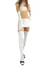 Second Skin White Zentai Costume Wetlook Shiny Metallic Sexy Four-set Costume