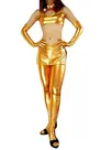 Second Skin Gold Zentai Costume Wetlook Shiny Metallic Sexy Three-set Costume Second Skin Gold Zentai Costume Wetlook Shiny Metallic Sexy Three-set Costume