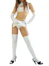 Second Skin White Zentai Costume Wetlook Shiny Metallic Sexy Four-set Costume