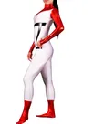 Zentai Costume Wetlook Unitard Skinsuit Shiny Metallic White with Red Unisex Catsuit Second Skin Clothing Party Costume