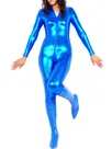 Blue Zentai Costume Wetlook Unitard Skinsuit Shiny Metallic Front Open Unisex Catsuit Second Skin Clothing Party Costume Blue Zentai Costume Wetlook Unitard Skinsuit Shiny Metallic Front Open Unisex Catsuit Second Skin Clothing Party Costume