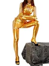 Second Skin Gold Zentai Costume Wetlook Shiny Metallic Sexy Three-set Costume Second Skin Gold Zentai Costume Wetlook Shiny Metallic Sexy Three-set Costume