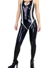 Latex Half Length Catsuit Second Skin Clothing with Heart Hollow Chest Style