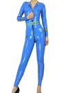 Perfect Latex Army Uniform Style Catsuit Second Skin Clothing with Belt