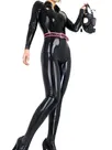 Cheap Latex Army Uniform Style Catsuit Second Skin Clothing with Belt