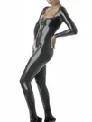 Black Low-cut Long Sleeves Latex Catsuit Second Skin Clothing Black Low-cut Long Sleeves Latex Catsuit Second Skin Clothing