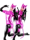 Purple Cat Woman Zentai Costume Wetlook Shiny Metallic Catsuit Zentai Skinsuit Second Skin Clothing with Black Gloves Purple Cat Woman Zentai Costume Wetlook Shiny Metallic Catsuit Zentai Skinsuit Second Skin Clothing with Black Gloves