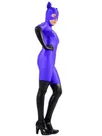 Purple Lycra Spandex Skinsuit Morph Zentai Unisex Catsuit Second Skin Clothing Party Costume with PVC Gloves and Stocking