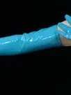 Second Skin Zentai Gloves Lake Blue Long PVC Gloves