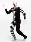 Black and White Strip Clown Full Body Second Skin Costume Halloween Spandex Skinsuit Holiday Unisex Cosplay Zentai Suit