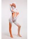 Orange and White Halloween Full Body Second Skin Costume Spandex Skinsuit Holiday Unisex Cosplay Zentai Suit