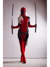 Second Skin Black and Red Deadpool Costume Zentai Spandex Skinsuit Deadpool Bodysuit with Ponytail Hole Second Skin Black and Red Deadpool Costume Zentai Spandex Skinsuit Deadpool Bodysuit with Ponytail Hole