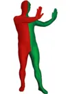 Red and Green Christmas Split Halloween Holiday Cosplay Unisex Lycra Spandex Skinsuit Morph Second Skin Zentai Second Skin Suit