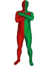 Red and Green Christmas Split Halloween Holiday Cosplay Unisex Lycra Spandex Skinsuit Morph Second Skin Zentai Second Skin Suit