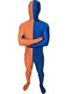 Orange and Deep Blue Christmas Split Halloween Holiday Cosplay Unisex Lycra Spandex Skinsuit Morph Second Skin Zentai Second Skin Suit