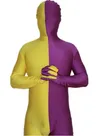 Purple and Yellow Split Halloween Holiday Cosplay Unisex Lycra Spandex Skinsuit Morph Second Skin Zentai Second Skin Suit