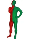Red and Green Christmas Split Halloween Holiday Cosplay Unisex Lycra Spandex Skinsuit Morph Second Skin Zentai Second Skin Suit