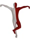 White and Red Split Halloween Holiday Cosplay Unisex Lycra Spandex Skinsuit Morph Second Skin Zentai Second Skin Suit