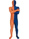 Orange and Deep Blue Christmas Split Halloween Holiday Cosplay Unisex Lycra Spandex Skinsuit Morph Second Skin Zentai Second Skin Suit