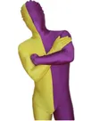 Purple and Yellow Split Halloween Holiday Cosplay Unisex Lycra Spandex Skinsuit Morph Second Skin Zentai Second Skin Suit