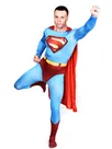 Lycra Full Body Bodysuit Superman Tights Superhero Cosplay Zentai Catsuit Zentai Skinsuit Second Skin Clothing with a Cape