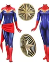 Captain Marvel Cosplay Costume Long Sleeves High Collar Second Skin Full Body Zentai Catsuit Skinsuit