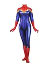 Captain Marvel Cosplay Costume Long Sleeves High Collar Second Skin Full Body Zentai Catsuit Skinsuit
