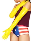 Second Skin Customized Wetlook PVC Yellow Shoulder Length Gloves