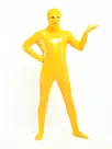 Latex Look Yellow Unisex Open Eyes Open Mouth Skinsuit Wetlook Unitard PVC Catsuit Zentai Second-skin Clothing
