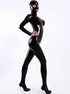 Second Skin Fetish Natural Latex Black Open Eyes Women Latex Catsuit