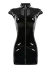Second Skin Women Wetlook PVC Stand Collar Front Zipper Sleeveless Bodycon Black Dress Second Skin Women Wetlook PVC Stand Collar Front Zipper Sleeveless Bodycon Black Dress