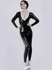 Black Second Skin Catsuits V-neck Unisex Latex Catsuits Black Second Skin Catsuits V-neck Unisex Latex Catsuits