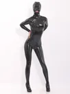 Black Natural Latex Catsuit Second-skin Costume with Hood Black Natural Latex Catsuit Second-skin Costume with Hood