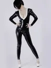 Black Second Skin Catsuits V-neck Unisex Latex Catsuits Black Second Skin Catsuits V-neck Unisex Latex Catsuits