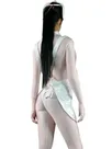 Role-playing White Red Wetlook PVC Nurse Catsuit Second-skin Clothing Wetlook PVC Dress