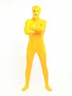 Latex Look Yellow Unisex Open Eyes Open Mouth Skinsuit Wetlook Unitard PVC Catsuit Zentai Second-skin Clothing