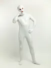 Open Mouth and Eyes Unisex White Skinsuit Wetlook Unitard PVC Catsuit Zentai Second-skin Clothing