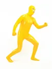 Latex Look Yellow Unisex Open Eyes Open Mouth Skinsuit Wetlook Unitard PVC Catsuit Zentai Second-skin Clothing