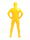 Latex Look Yellow Unisex Open Eyes Open Mouth Skinsuit Wetlook Unitard PVC Catsuit Zentai Second-skin Clothing