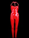 Second Skin Nature Latex Tight Sexy One-piece Red Halterneck Rivet Women Latex Jumpsuits Second Skin Nature Latex Tight Sexy One-piece Red Halterneck Rivet Women Latex Jumpsuits