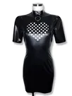 Second Skin Natural Latex Heart-shaped Grid Short Sleeves High Stretch Wet Look Shiny Black Wrap Hips Latex Dress Second Skin Natural Latex Heart-shaped Grid Short Sleeves High Stretch Wet Look Shiny Black Wrap Hips Latex Dress