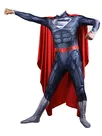 Second Skin Justice Superman League Black Muscle Superman Cosplay Suit with Shawl