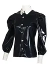 Natural Latex Clothing Second Skin Fetish Fashion Color-block Latex Coat Top