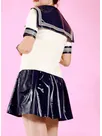 Latex Sailor Suit with Skirt Shorts Japanese JK Uniform Second Skin Latex Clothing with Red Scarf