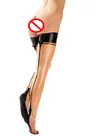 Natural Latex Clothing Women Sexy Latex Socks Unisex Second Skin Latex Long Stockings with Bow