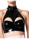 Natural Latex Clothing Crop Top Open Holes Back Buttons Black Second Skin Bra Lingerie Customize for Women Natural Latex Clothing Crop Top Open Holes Back Buttons Black Second Skin Bra Lingerie Customize for Women