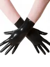 Second Skin Fetish Latex Gloves Black Short Gloves Unisex Seamless Latex Gloves
