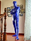 Blue Unisex Open Mouth Open Eyes Skinsuit Wetlook Unitard PVC Catsuit Zentai Second-skin Clothing Customize for Men and Women