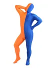 Orange Blue Split Second Skin Full Body Lycra Spandex Zentai Catsuit Skinsuit Orange Blue Split Second Skin Full Body Lycra Spandex Zentai Catsuit Skinsuit