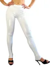 White Skinny Trousers Wet Look Shiny Metallic Pants